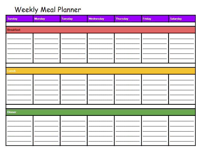 Weekly Meal Planner Weekly Meal Planner
